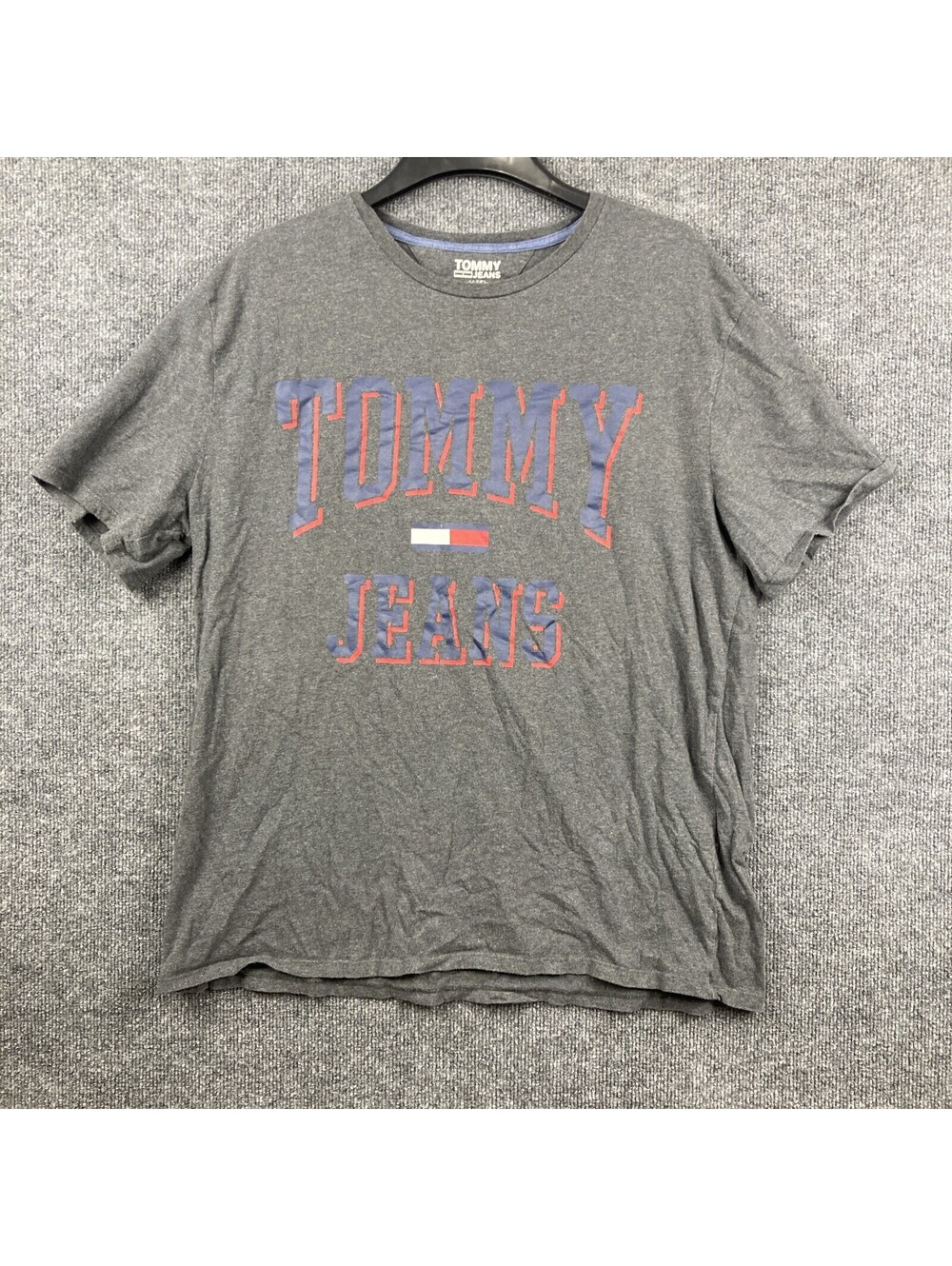 Tommy Hilfiger Jeans Mens XL Dark Gray Logo Short Sleeve Crew Neck Shirt